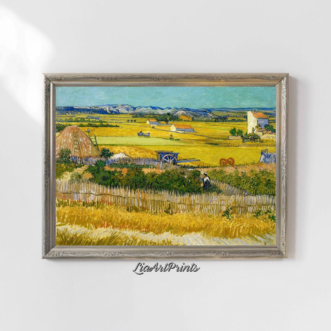 Van Gogh Harvest At La Crau Golden Wheat Fields Impressionist Farm Poster - Image 5