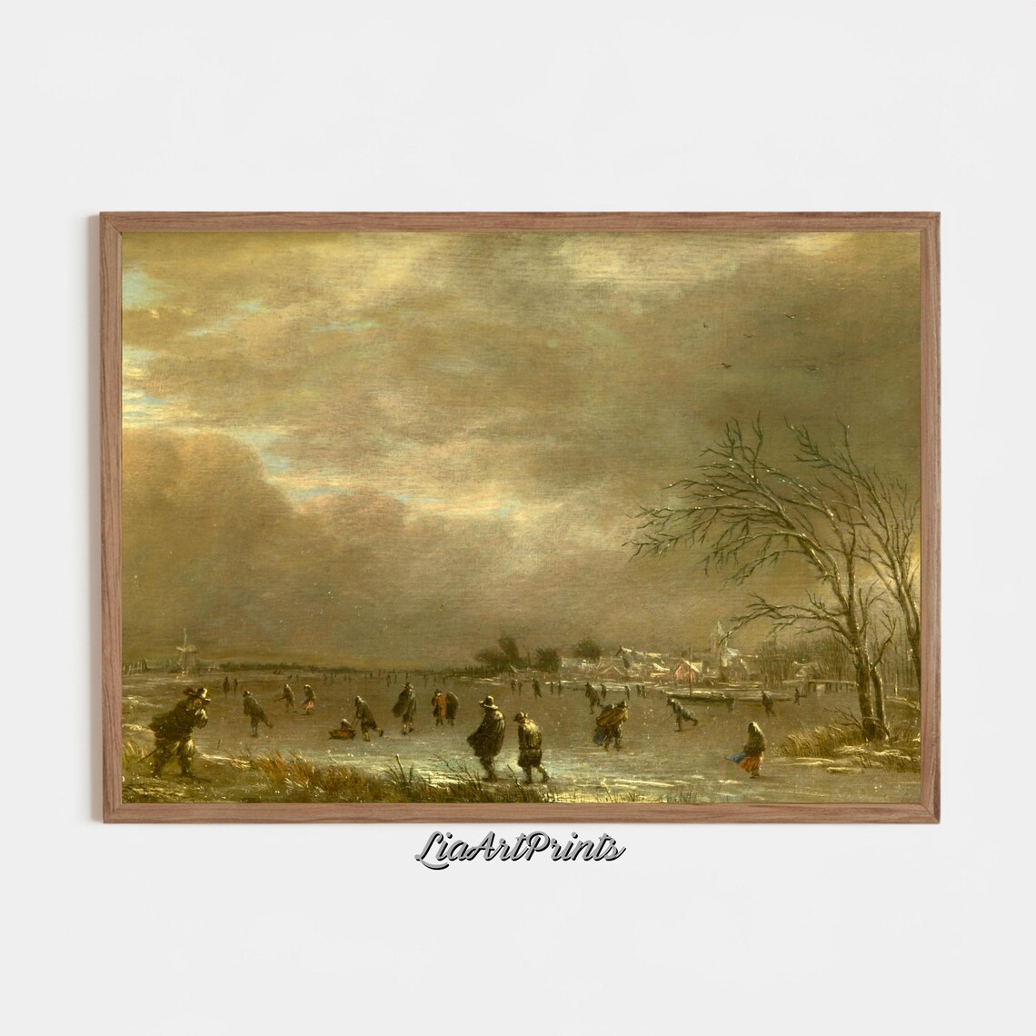 Dutch Golden Age Winter Landscape Skaters On Frozen River Poster - Image 3