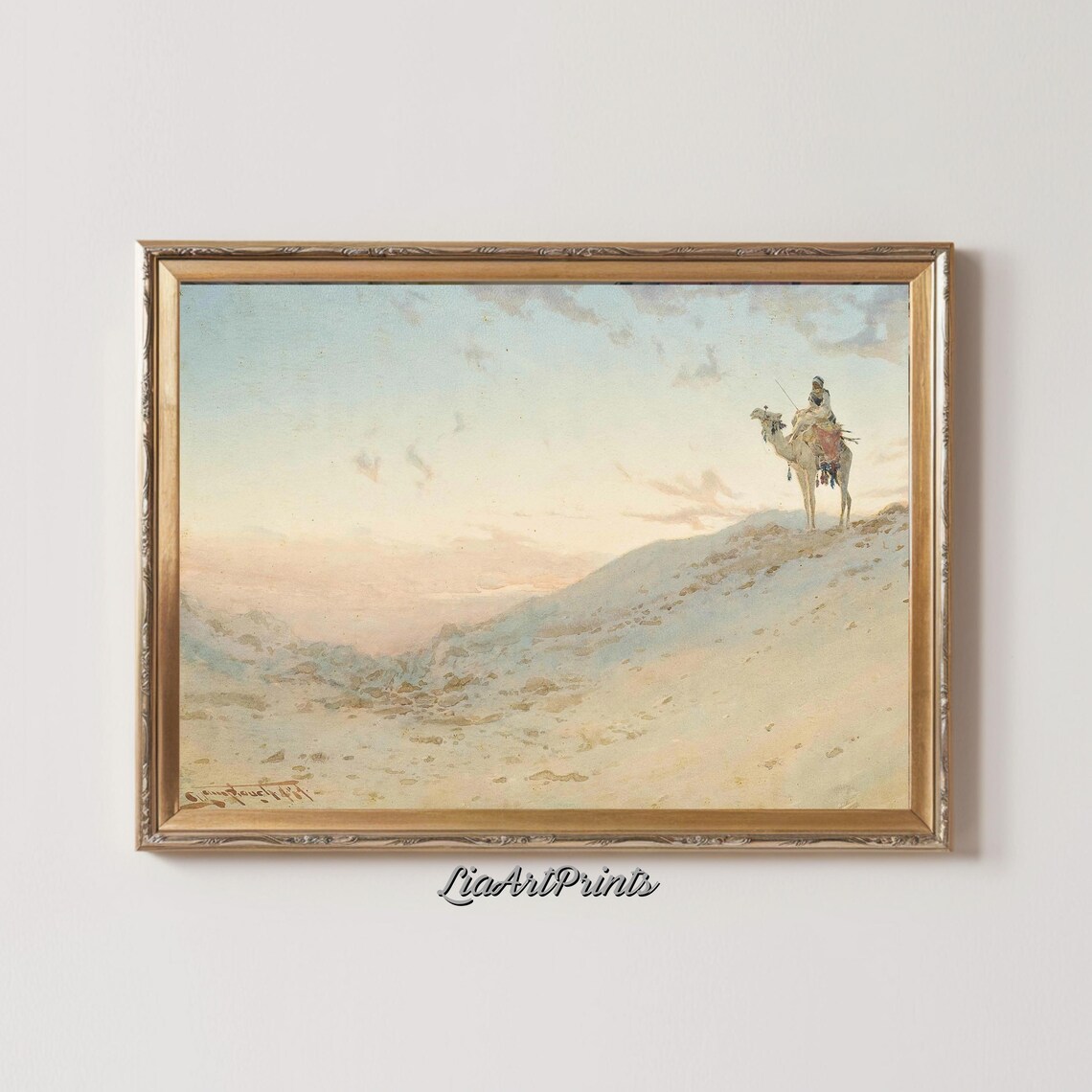 Desert Wanderer, Minimalist Camel And Rider Art - Image 2