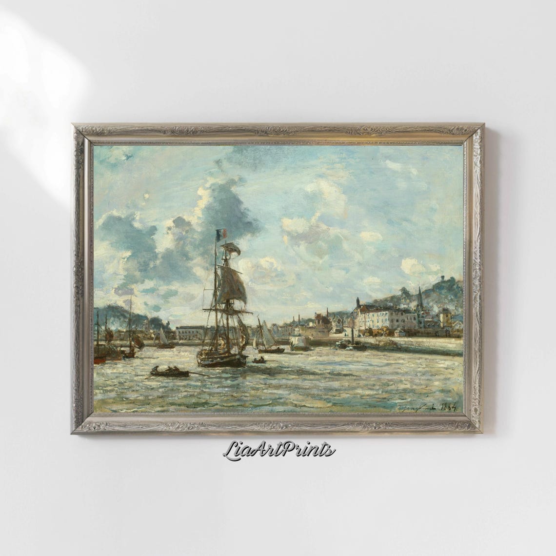 Tall Ships in a Bustling 19th Century Harbor Nautical Scene Poster - Image 4
