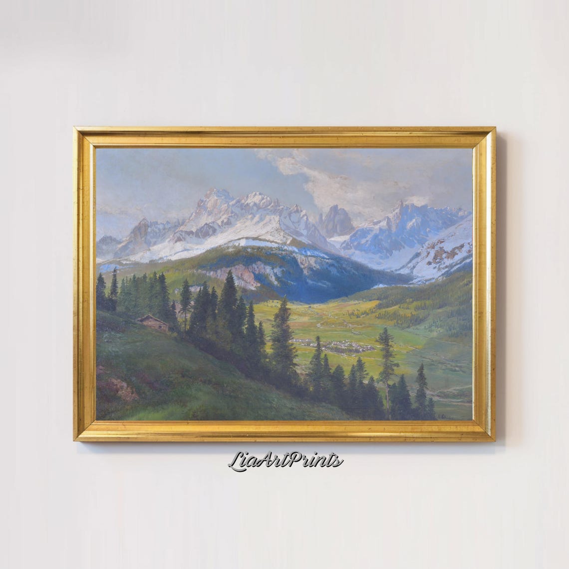 Majestic Mountain Valley Serene Alpine Landscape Art Peaceful Nature Scene - Image 3