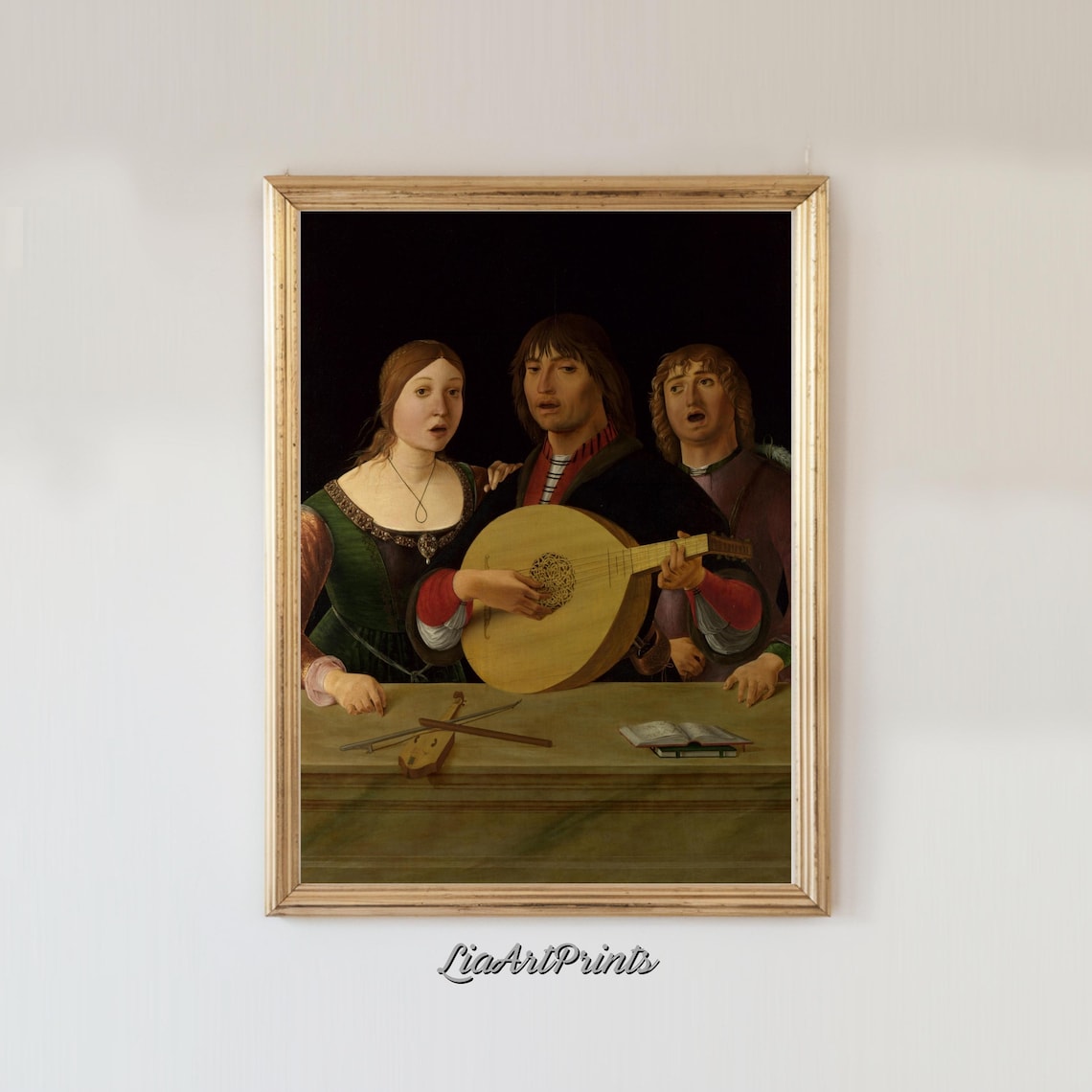 Lorenzo Costa A Concert Renaissance Lute Trio Musician Painting Classic Poster - Image 4