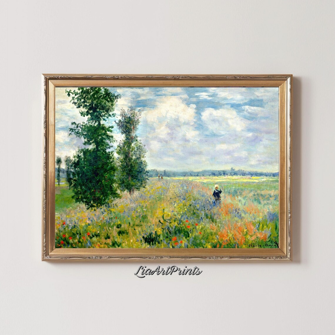 Tranquil Wildflower Meadow, Monet-Inspired Landscape Art - Image 2