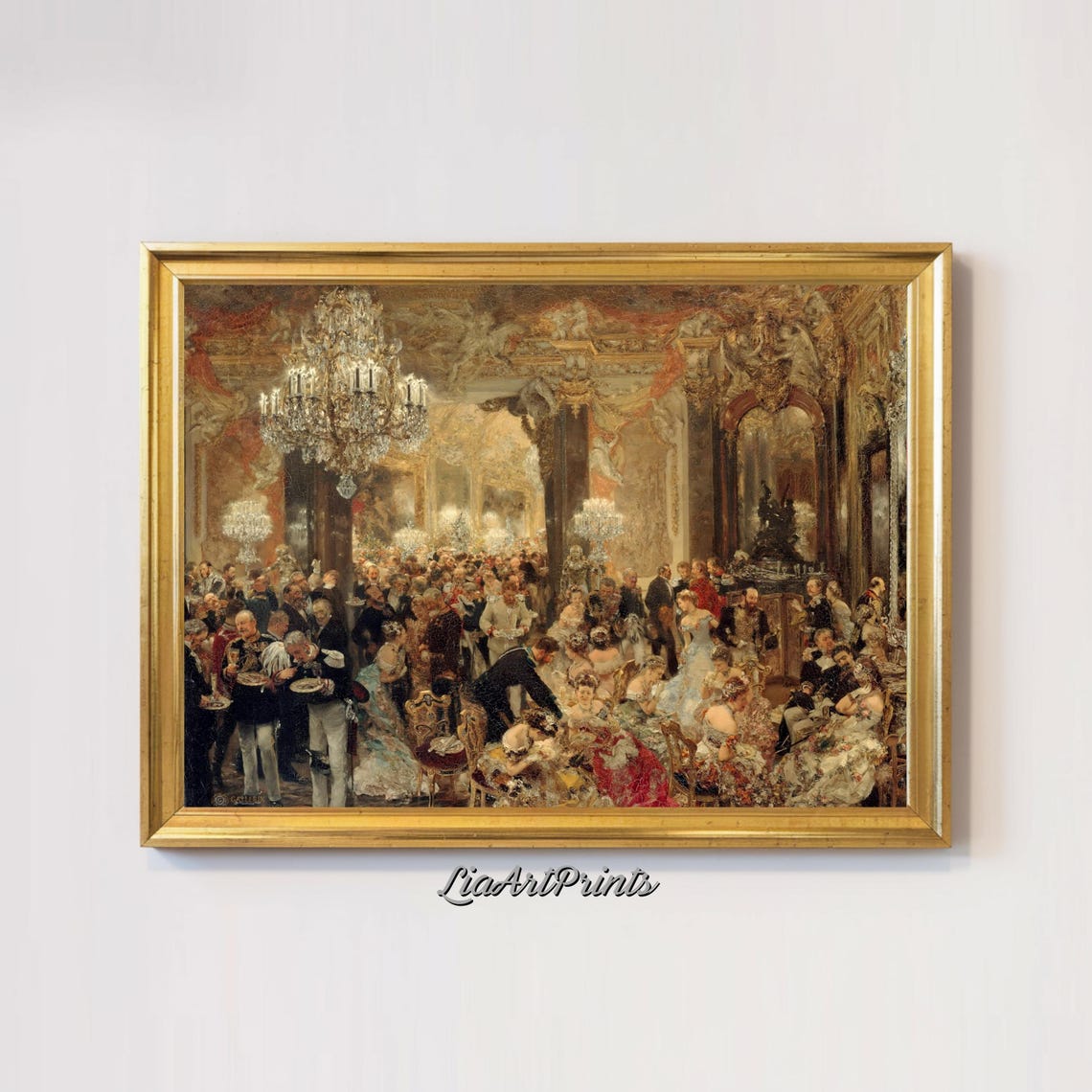 Elegant Vintage Ballroom Scene Grand Chandelier Dance Party Poster - Image 2
