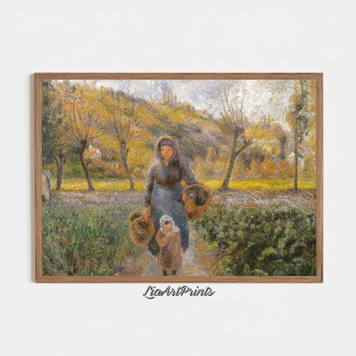 Mother And Child In Nature Art Rustic Pastoral Scene Impressionist Wall Decor Instant - Image 3
