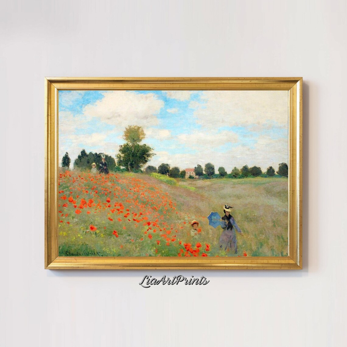 Monet Poppy Field Near Argenteuil Woman and Child in Bloom Poster - Image 2