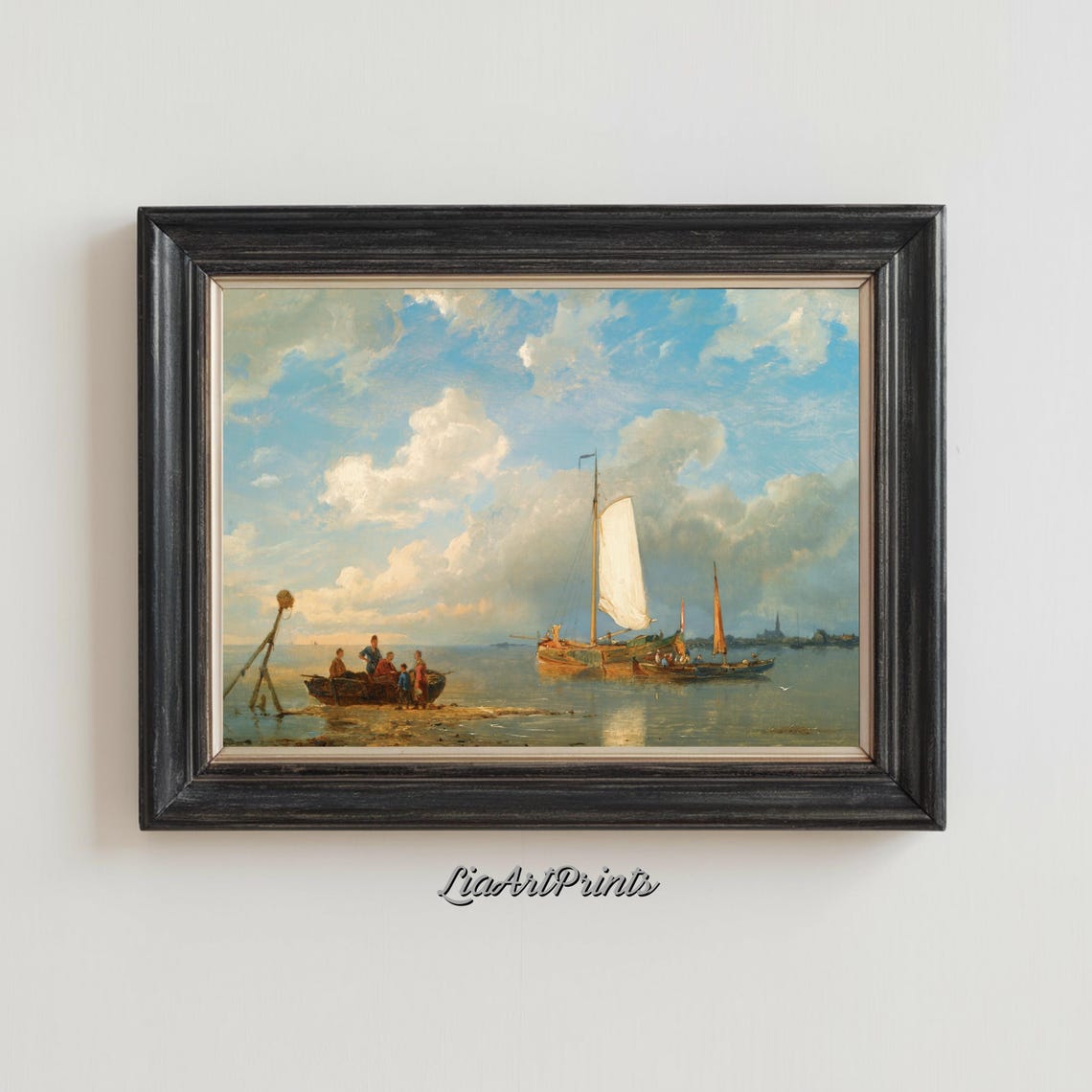 Dutch Fishing Boats on the Shore under Dramatic Clouds Poster - Image 3