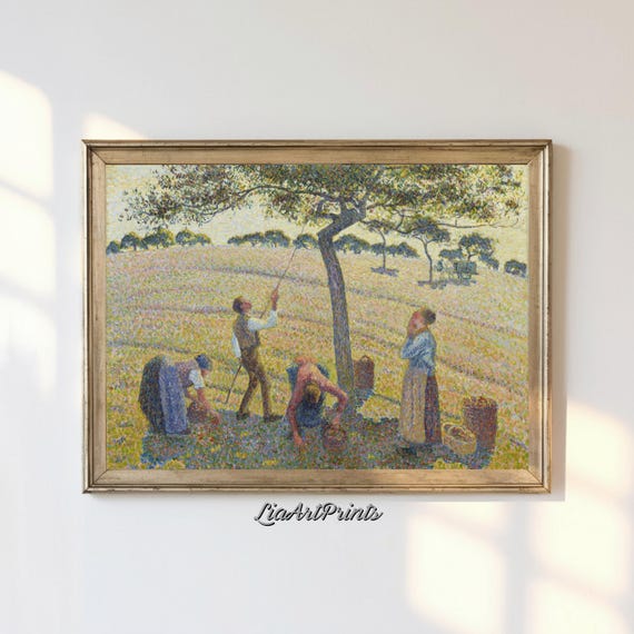 Rustic Farm Scene Art Print Vintage Landscape Wall Art Pastoral Countryside Antique Style Artwork Home