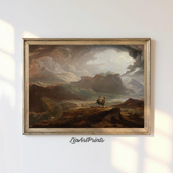 Moody Landscape Wall Art Vintage Countryside Scene Print Rustic Nature Artwork For Home Decor