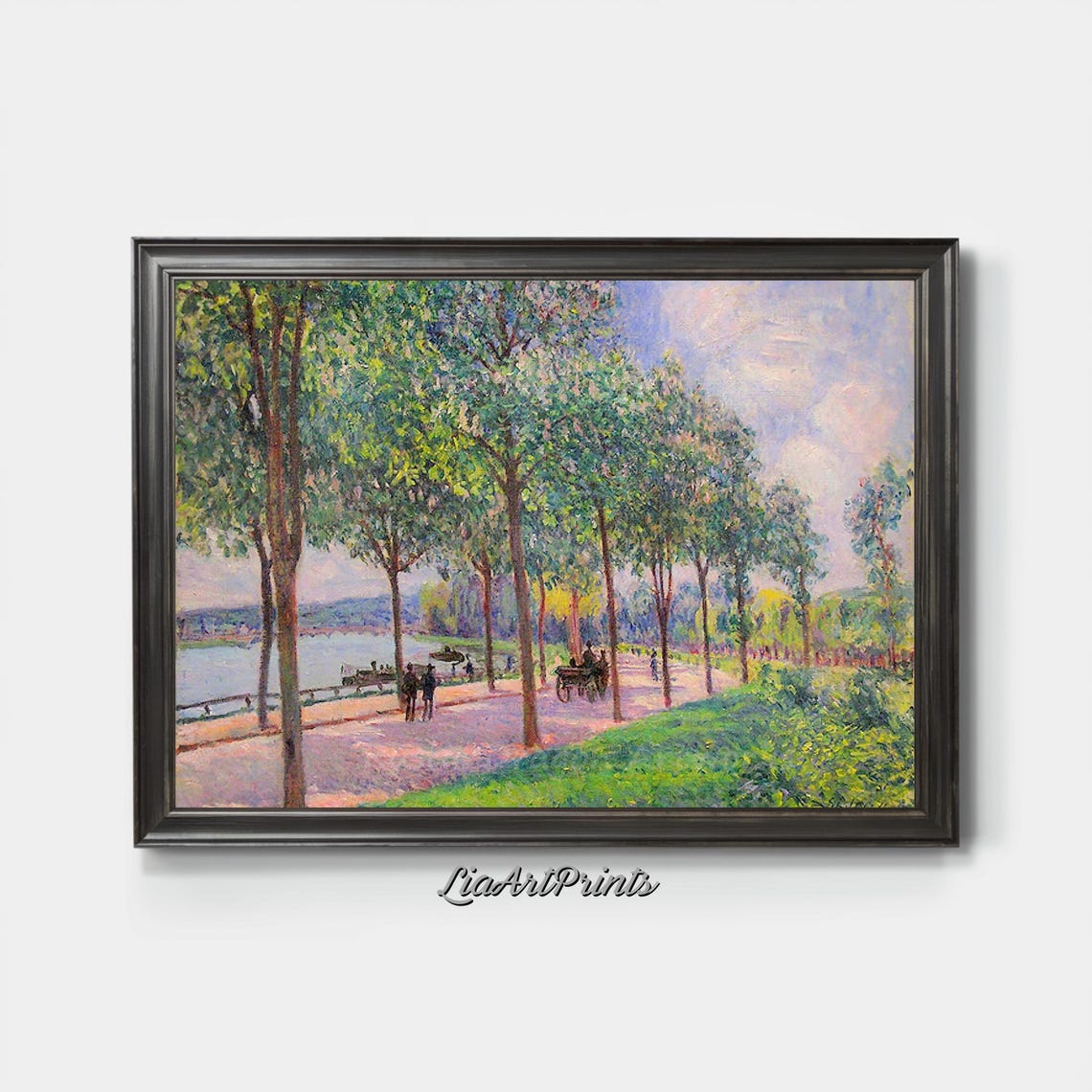 Impressionist Riverside Path Tree Lined Scenic Artwork Fine Art Print For Nature Inspired Dcor Classic Landscape Painting - Image 3
