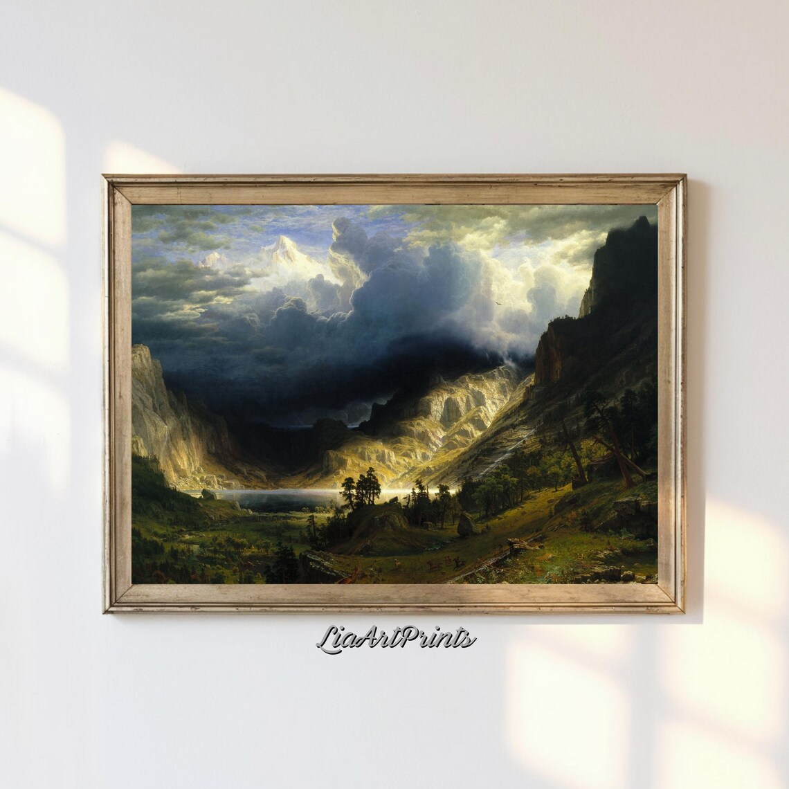 Dramatic Mountain Valley Landscape Wall Art Stormy Sky And Lush Green Hills Artwork For Home Decor