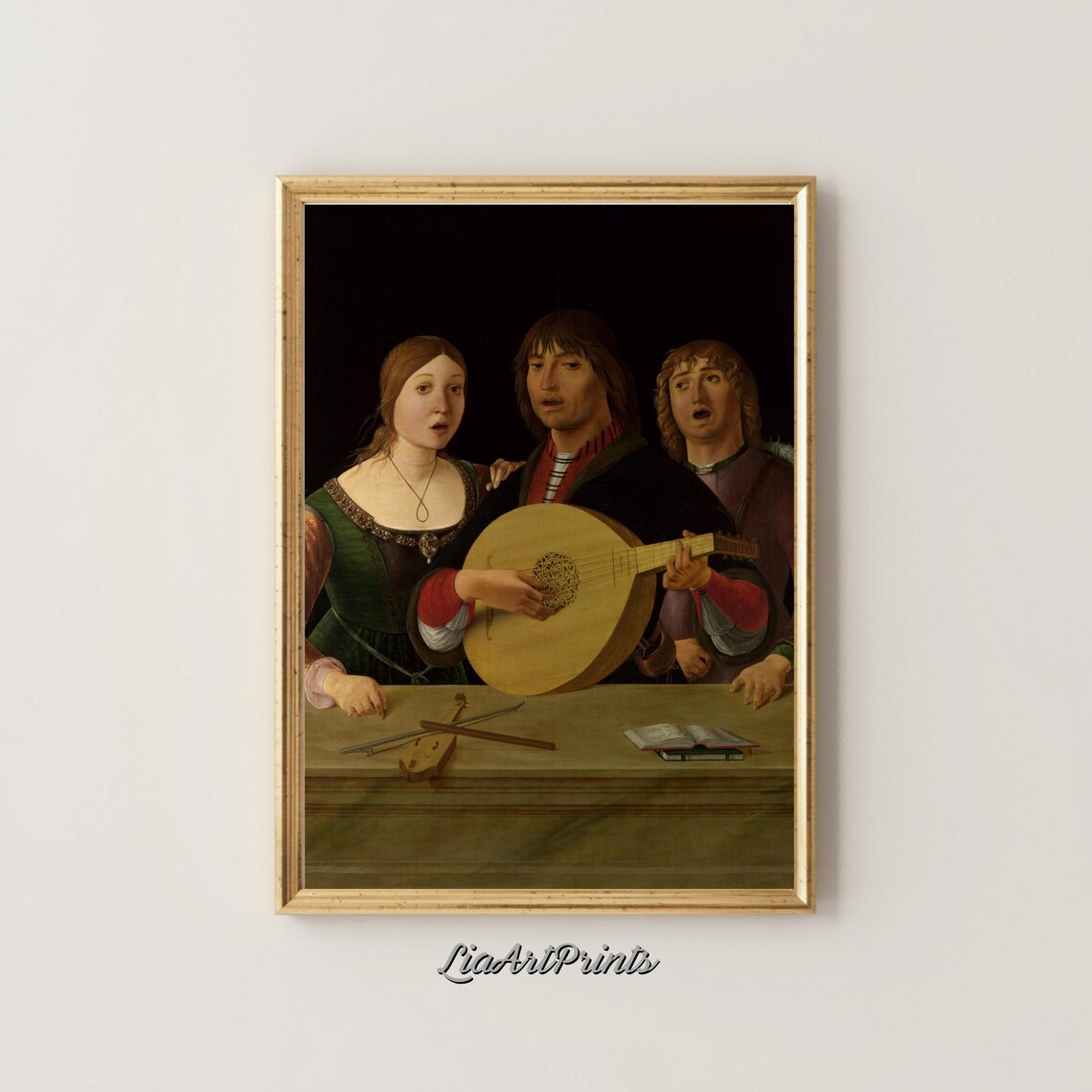 Lorenzo Costa A Concert Renaissance Lute Trio Musician Painting Classic Poster - Image 5