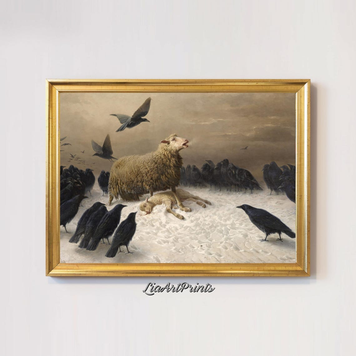 Victorian Sheep And Ravens Art Dark Nature Inspired Wall Decor Gothic Farmhouse Print - Image 2