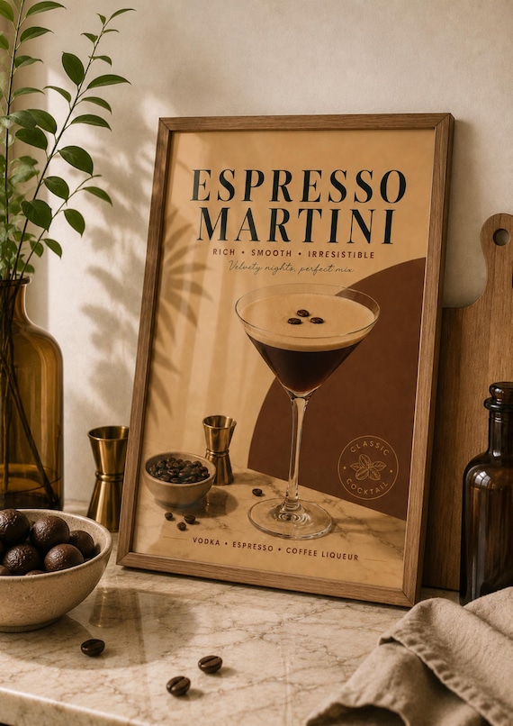Espresso Martini Classic Cocktail Recipe Retro Bar Decor Poster