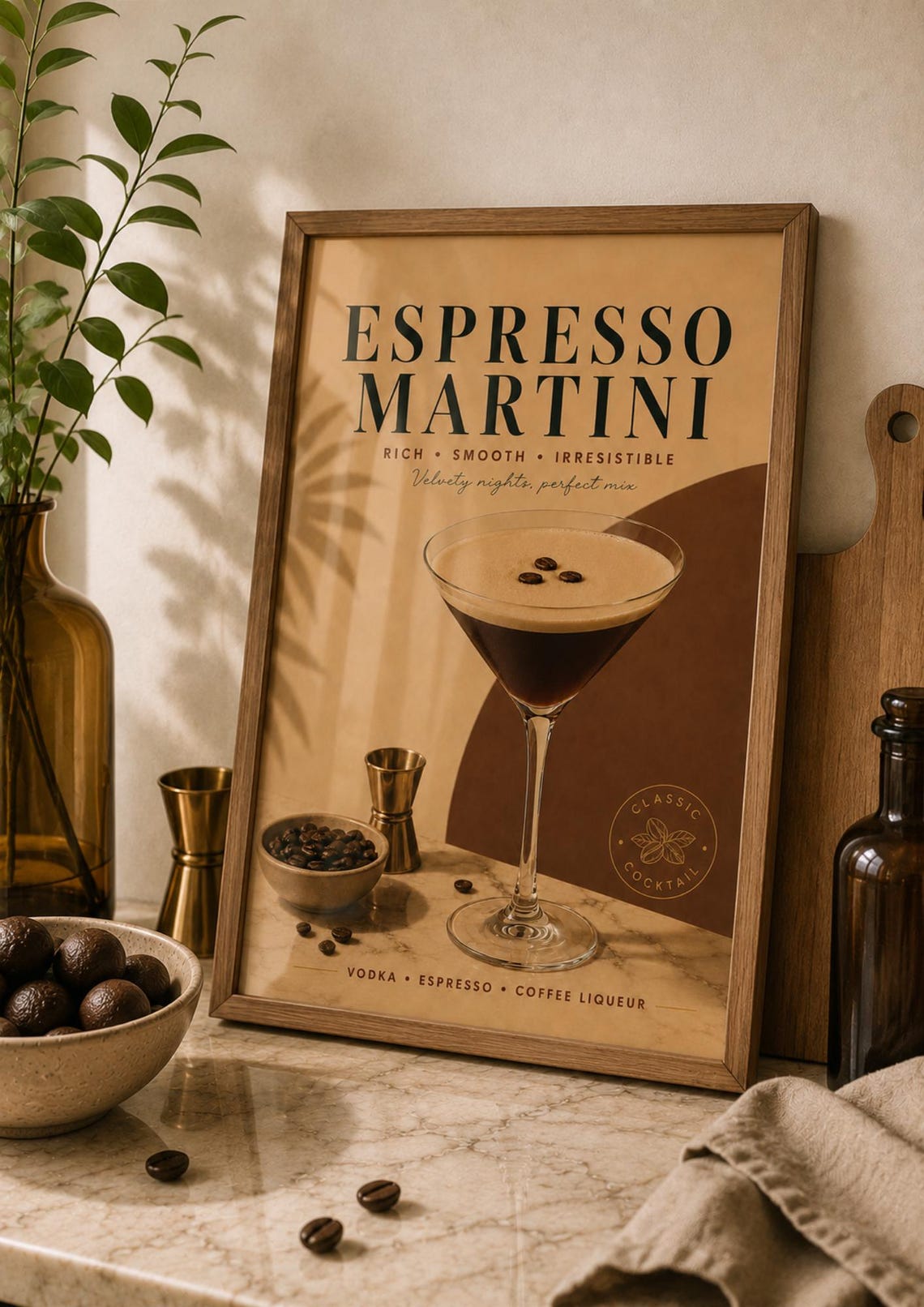 Espresso Martini Classic Cocktail Recipe Retro Bar Decor Poster