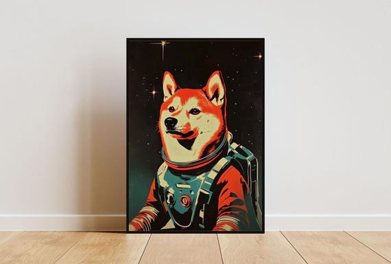 Shiba Inu Astronaut Poster Shiba Inu Retro Print Shiba Inu Portrait Dog Retro Space Poster Funny Dog Poster Andy Warhol Poster Vintage