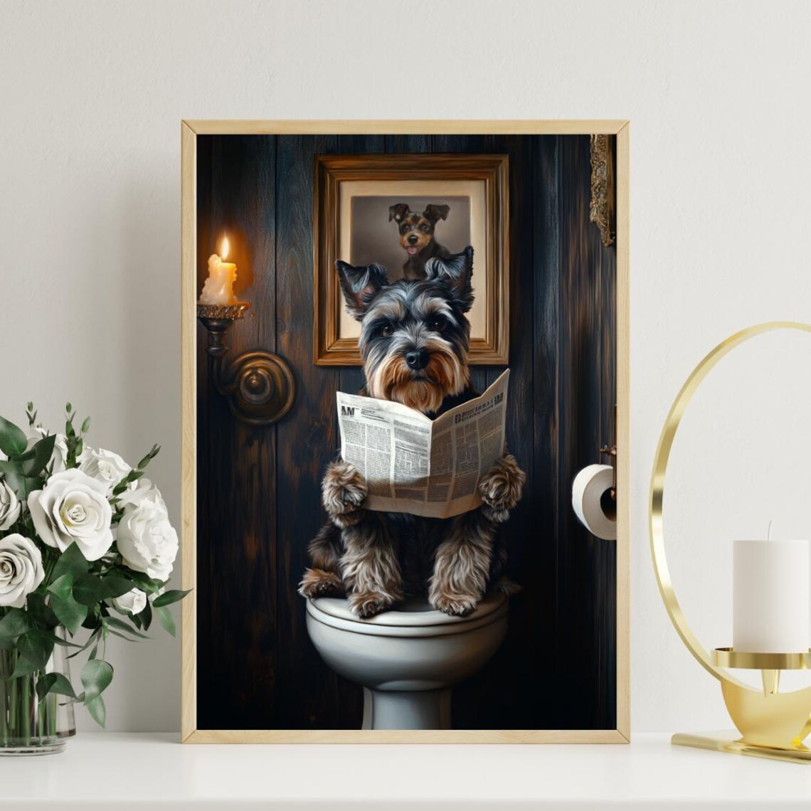 Miniature Schnauzer On Toilet Poster Dog Poster Miniature Schnauzer Bathroom Print Dog Toilet Wall Art Miniature Schnauzer Portrait Pet - Image 3