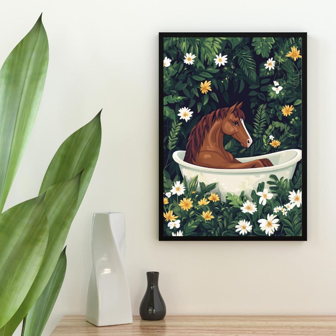 Horse In Bathtub Poster Funny Animal Poster Horse Bathroom Print Horse Bath Poster Animal Bathroom Wall Art Animal Print Horse Poster - Image 2