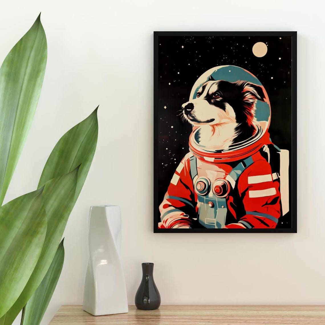 Australian Shepherd Astronaut Retro Space Dog Poster Gift Idea - Image 2