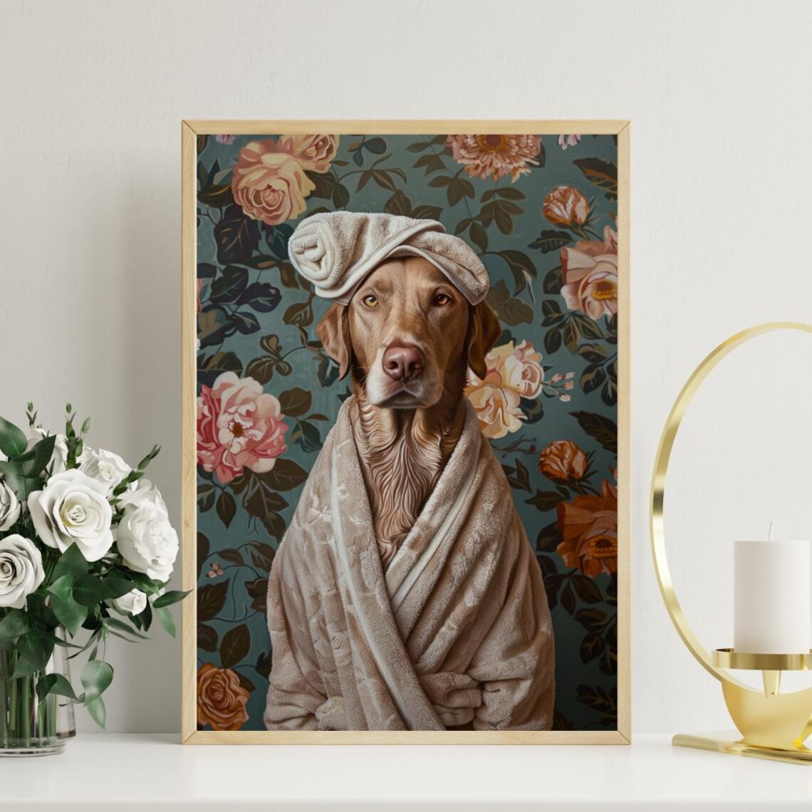 Chesapeake Bay Retriever Bathrobe Poster, Bathroom Art Print - Image 3