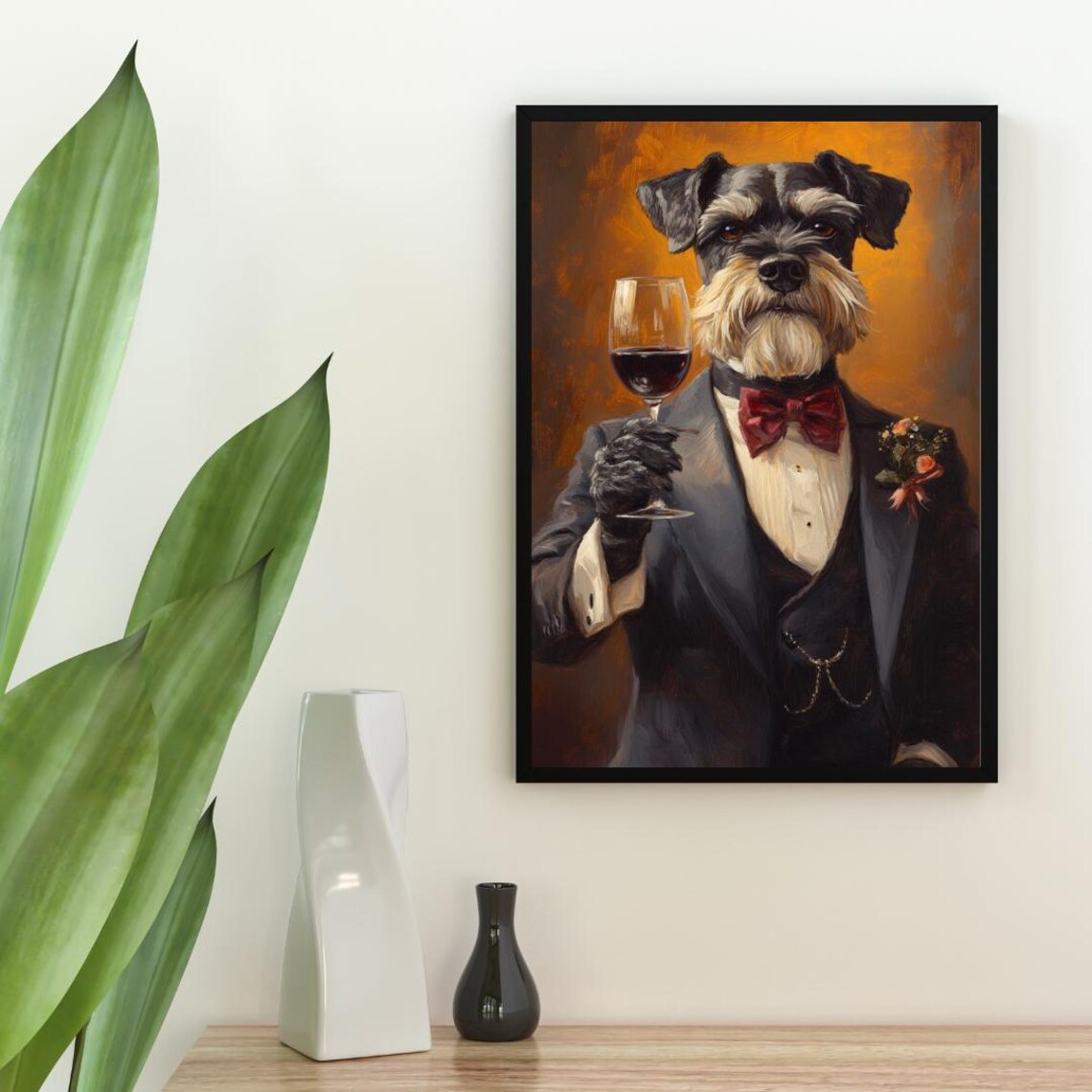 Giant Schnauzer In Tuxedo Poster Pet Poster Giant Schnauzer In Suit Print Giant Schnauzer Portrait Dog Funny Giant Schnauzer Art Pet - Image 2