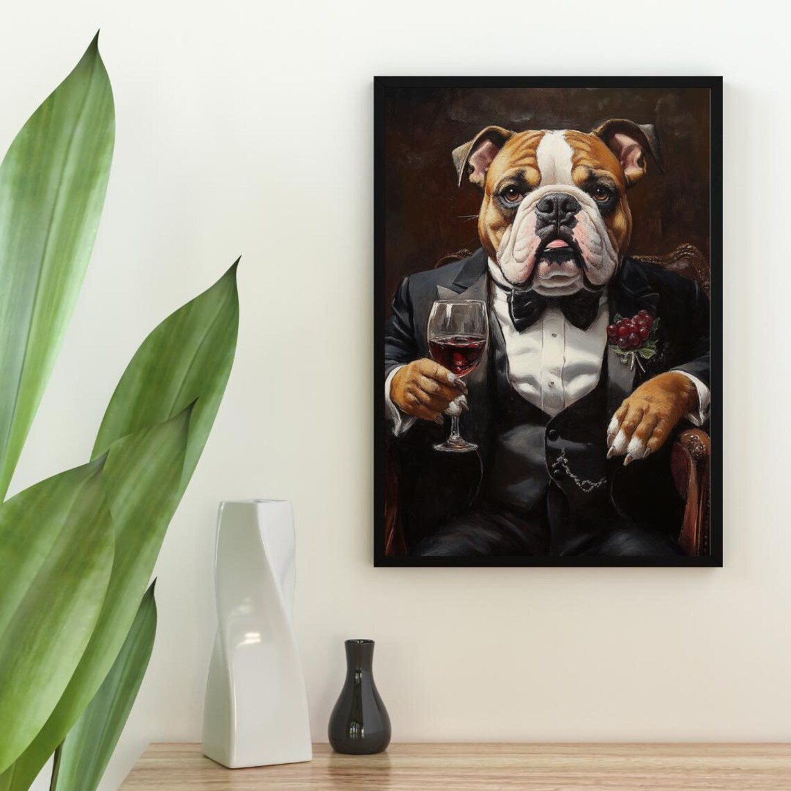 Bulldog In Tuxedo Funny Dog Wall Art Print - Image 2