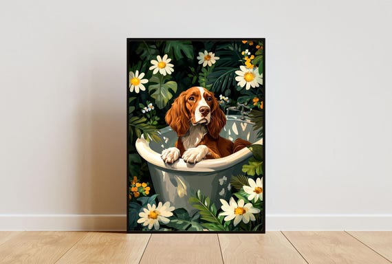 Irish Setter In Bathtub Poster Funny Dog Poster Irish Setter Bathroom Print Irish Setter Bath Poster Pet Poster Dog Bathroom Wall Art