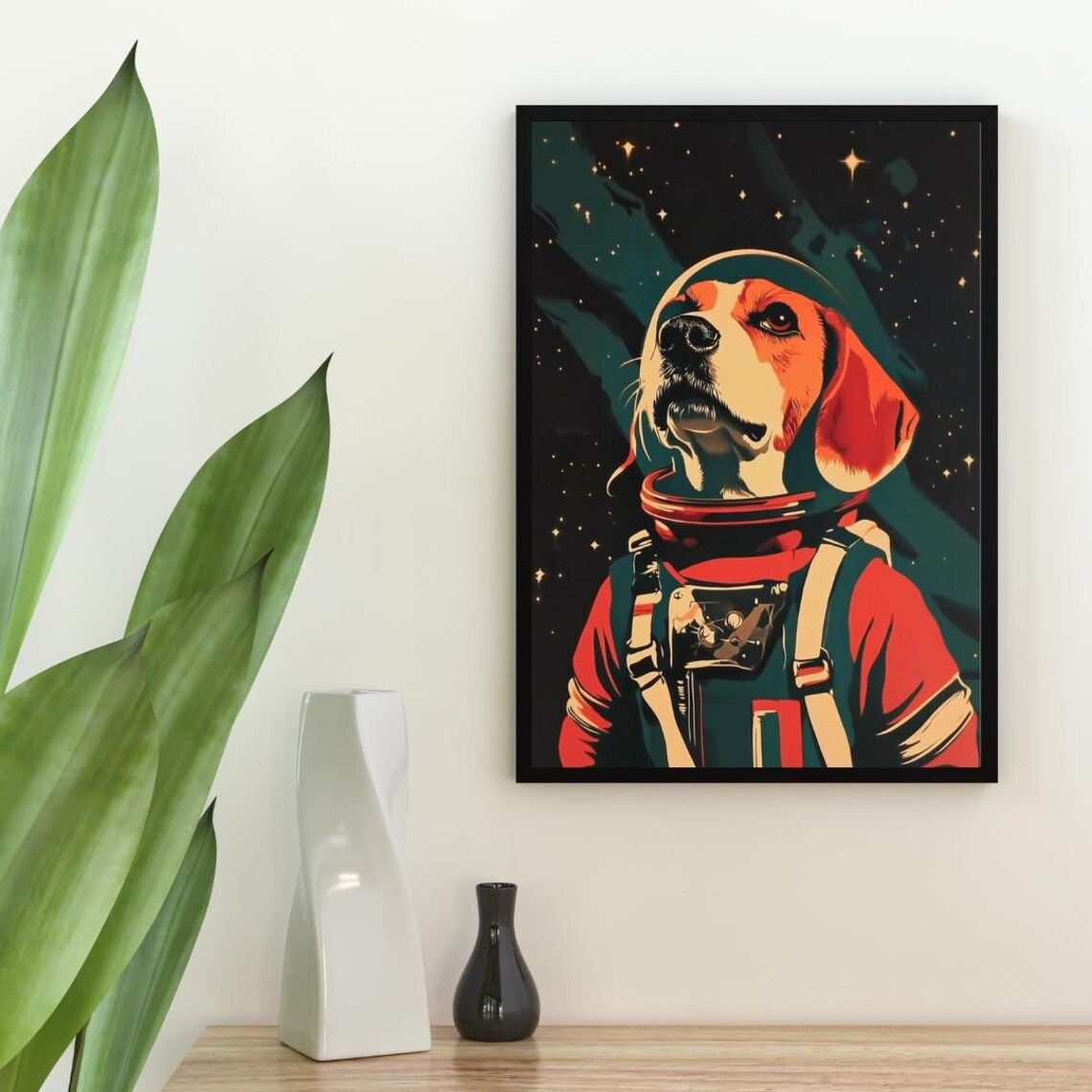Beagle Astronaut Retro Space Poster Print - Image 2
