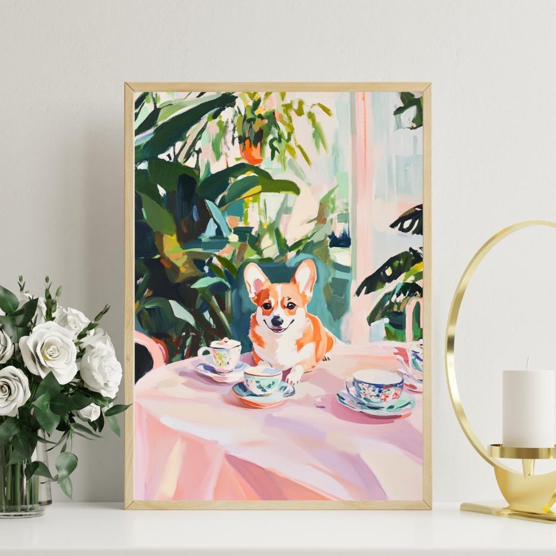 Cardigan Welsh Corgi Cafe Afternoon Tea Party Cute Dog Poster - Image 3