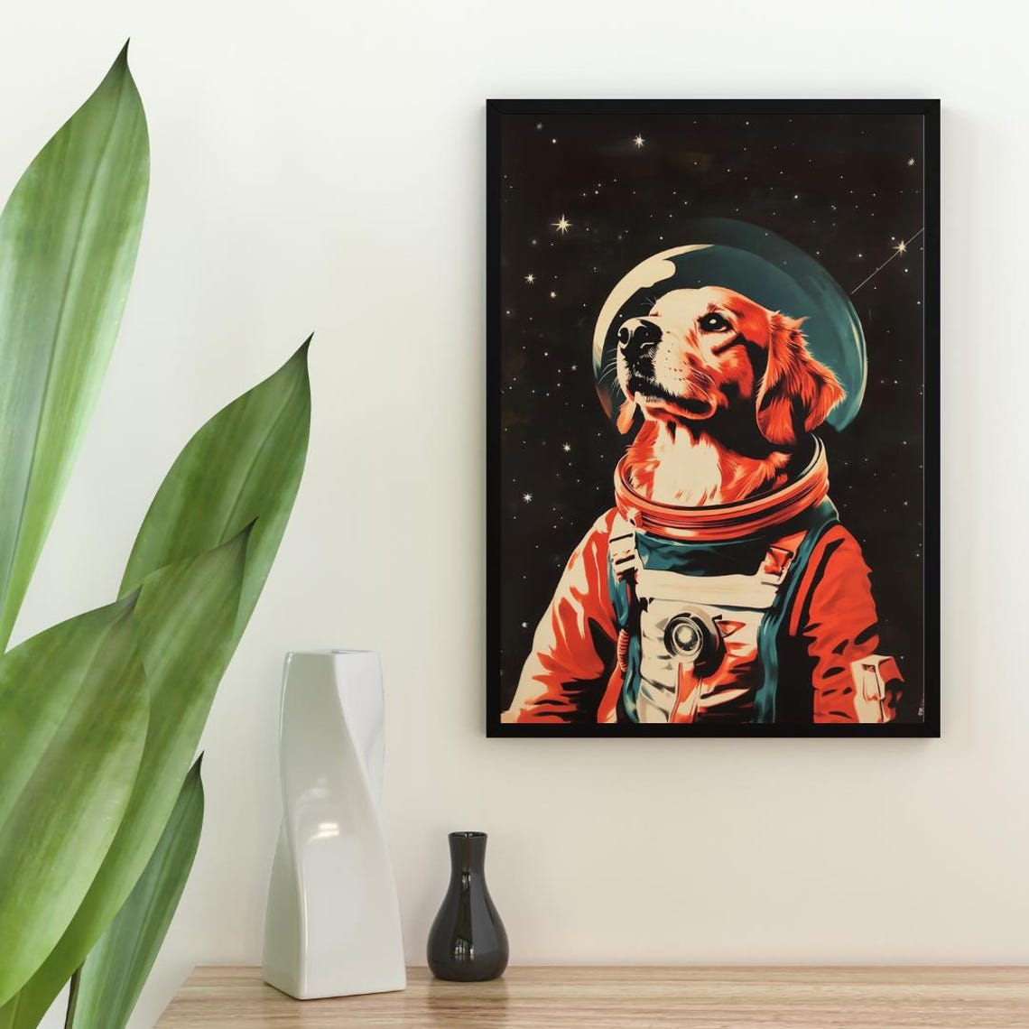 Golden Retriever Astronaut Retro Space Dog Pop Art Poster Gift Idea - Image 2