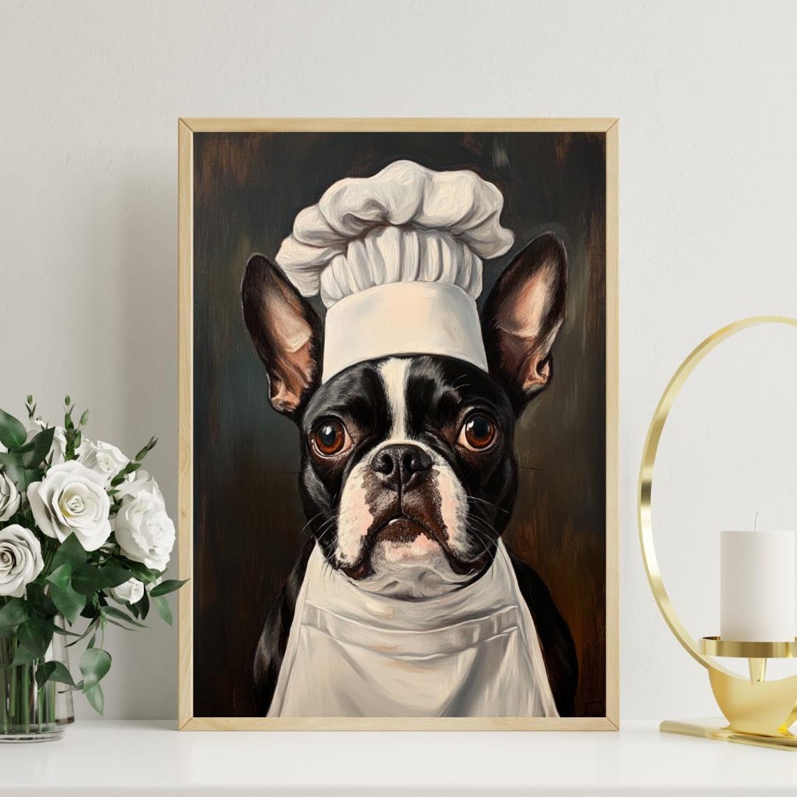 Boston Terrier Chef Dog Portrait Funny Pet Kitchen Art Poster - Image 3