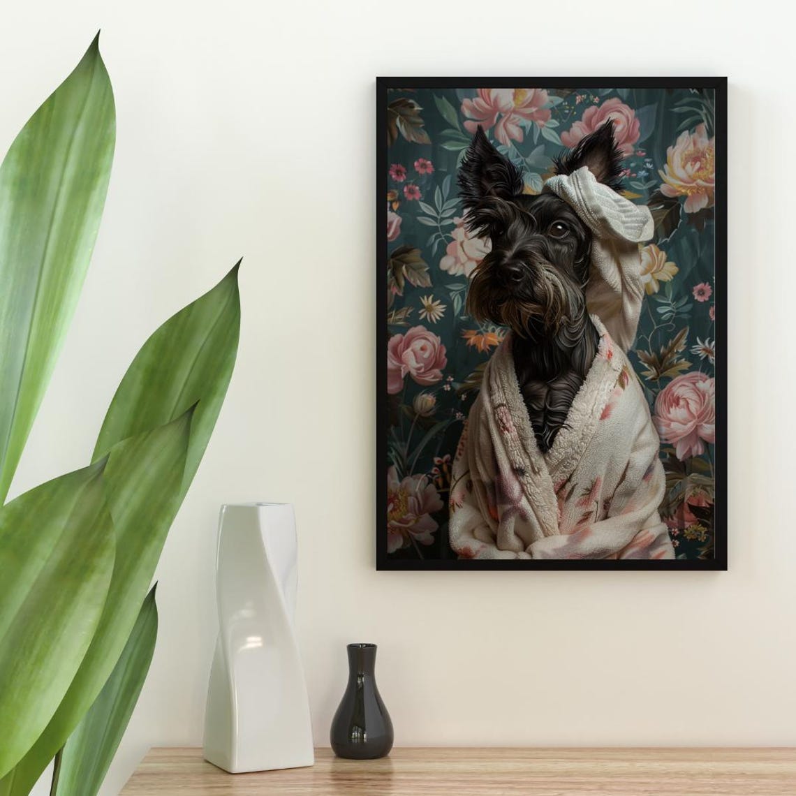 Scottish Terrier In Bathrobe Spa Day Portrait Funny Black Dog Poster - Image 2