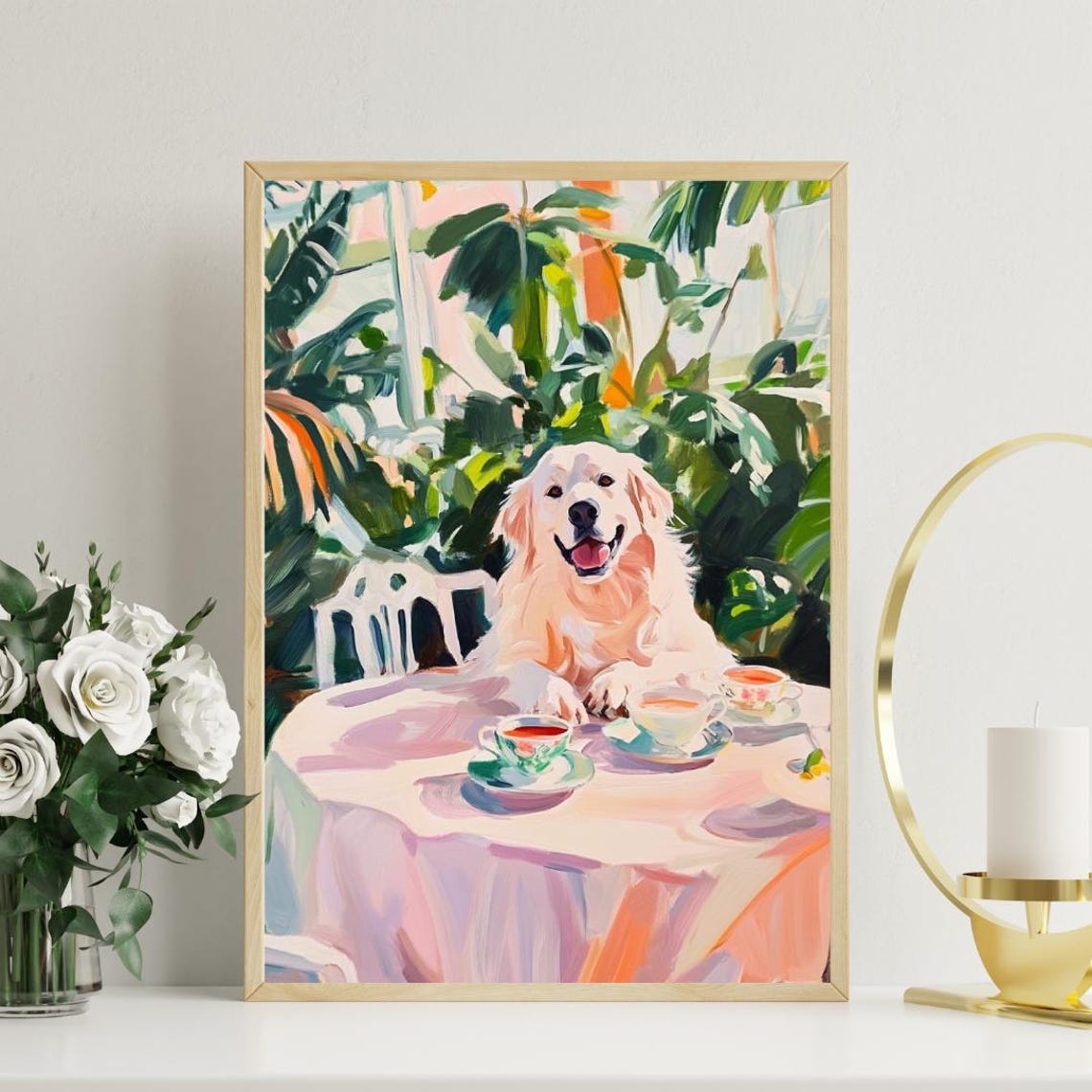 Funny Great Pyrenees Cafe Table Afternoon Tea Party Dog Poster - Image 3