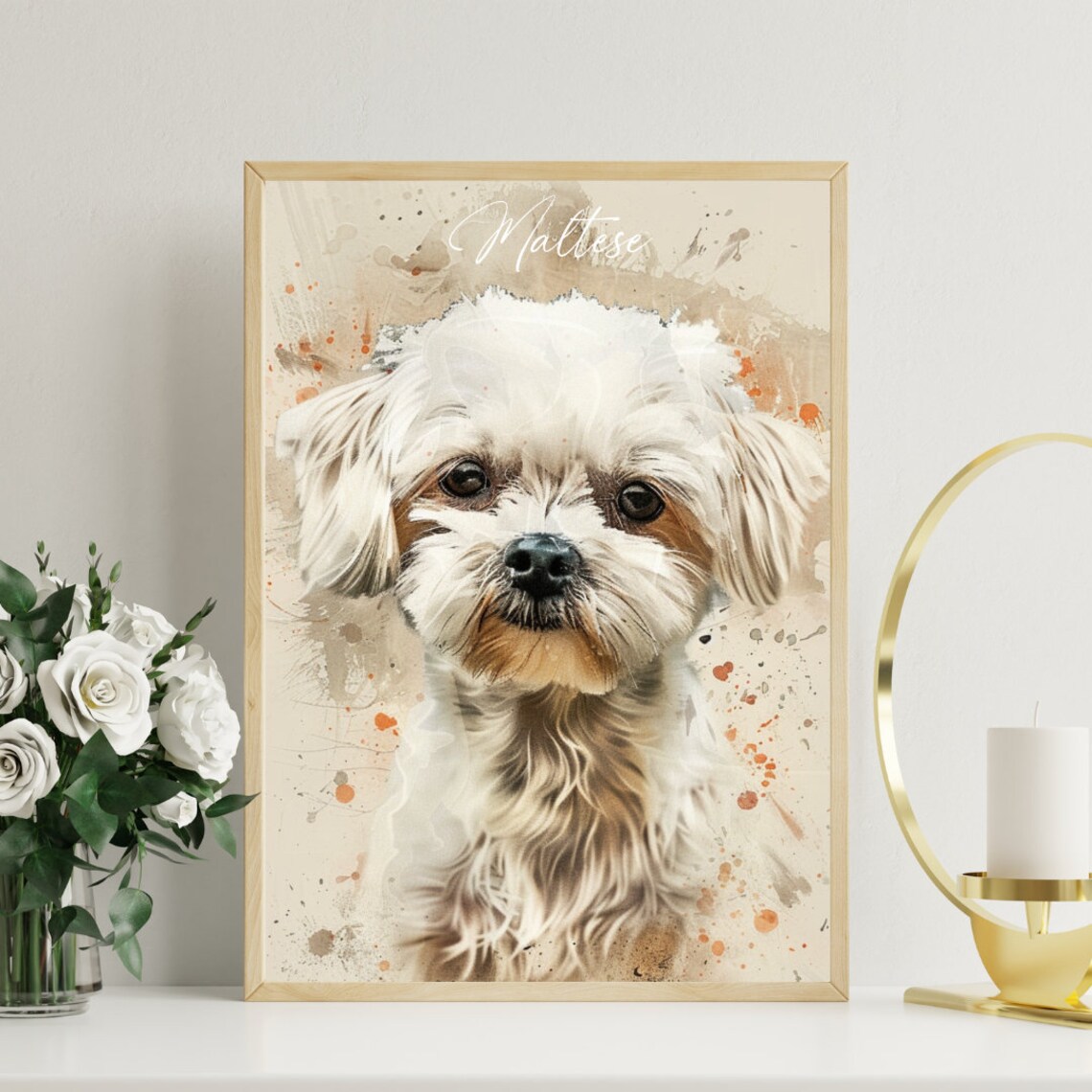 Maltese Dog Watercolor Portrait Small White Dog Breed Art Poster - Image 3