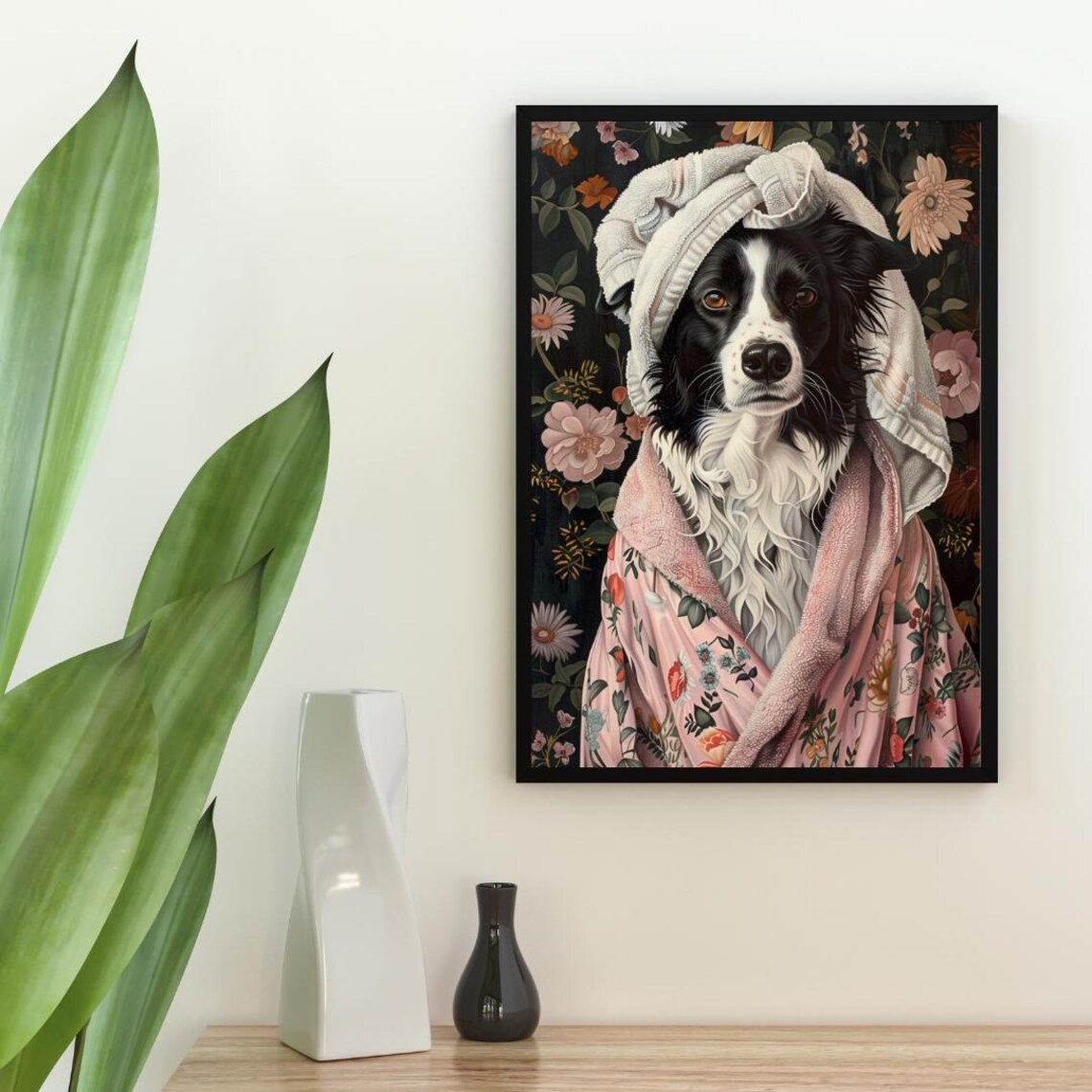 Border Collie In Bathrobe Bathroom Poster - Image 2