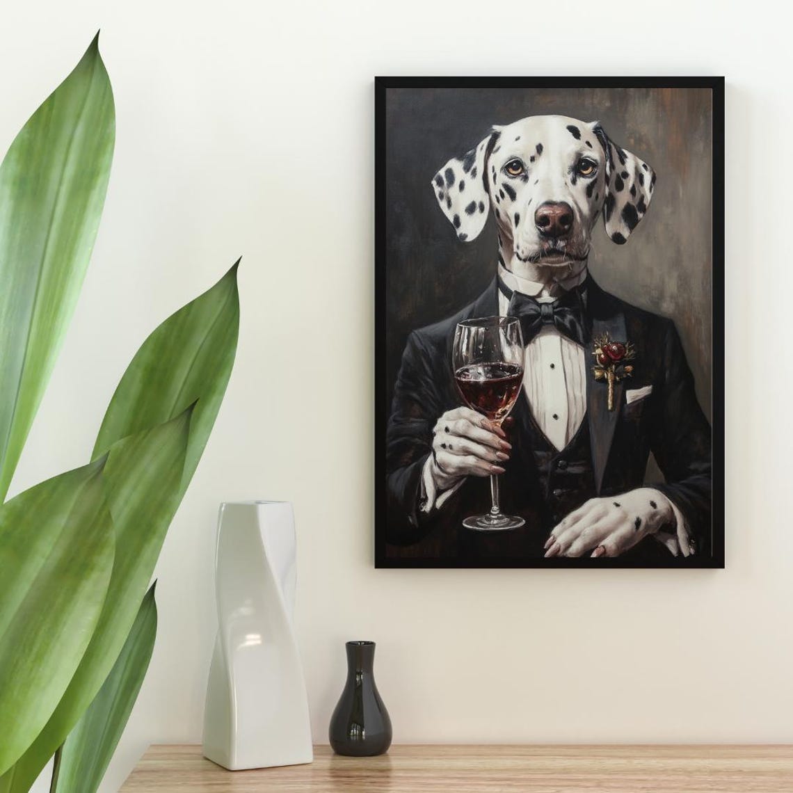 Dalmatian In Tuxedo Poster Pet Poster Dalmatian In Suit Print Dog Dalmatian Portrait Dog Living Room Poster Funny Dalmatian Art Pet - Image 2