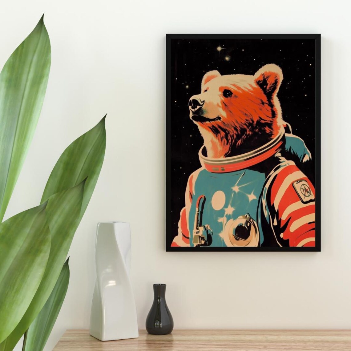 Bear Astronaut Retro Space Poster, Vintage Print - Image 2