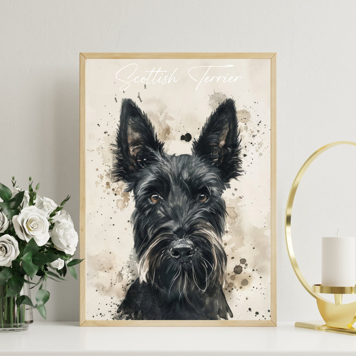 Scottish Terrier Watercolor Dog Portrait Poster for Dog Lovers - Image 3