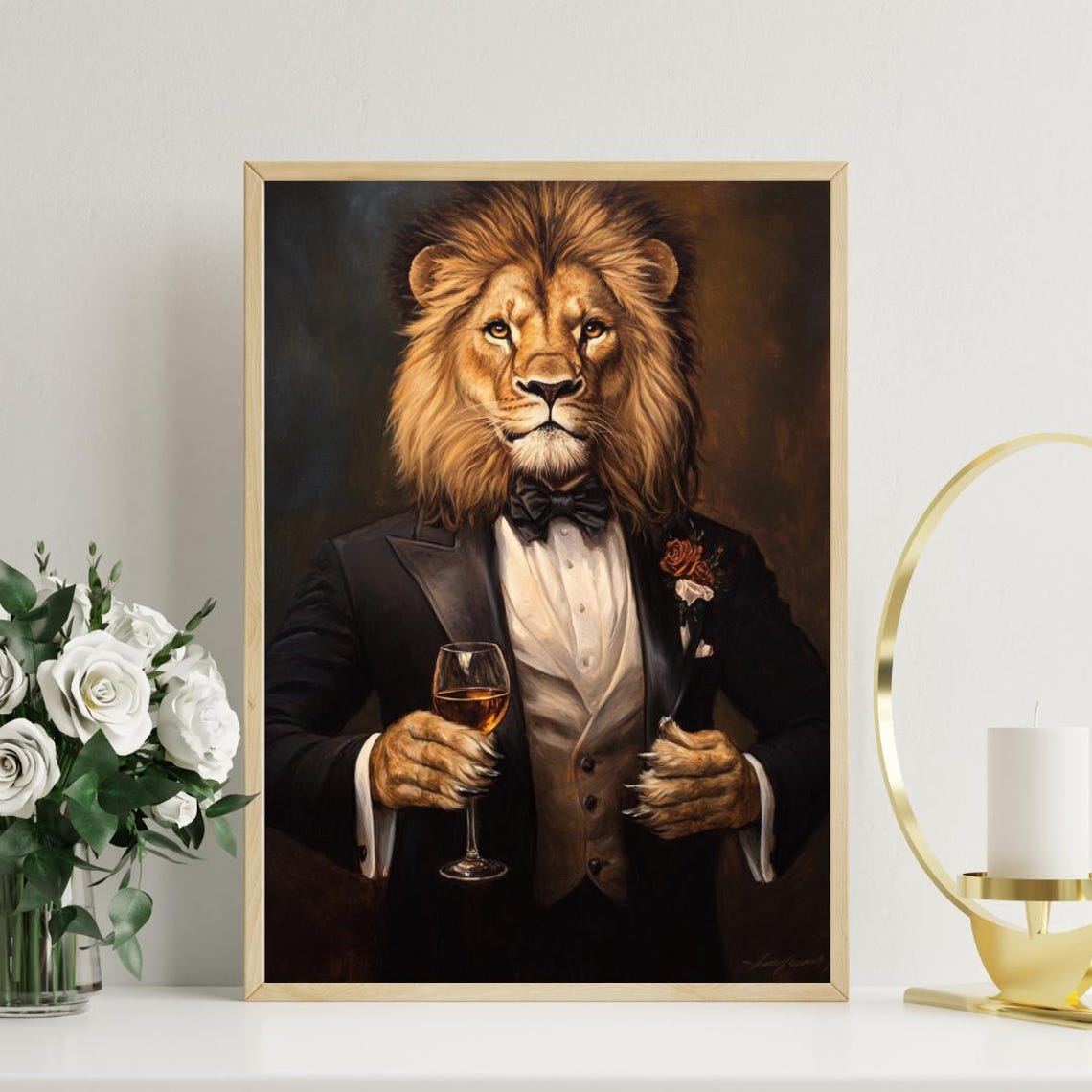 Lion In Tuxedo Poster Animal Poster Lion In Suit Print Lion Portrait Animal Living Room Poster Funny Lion Print Lion Poster Lioness - Image 3