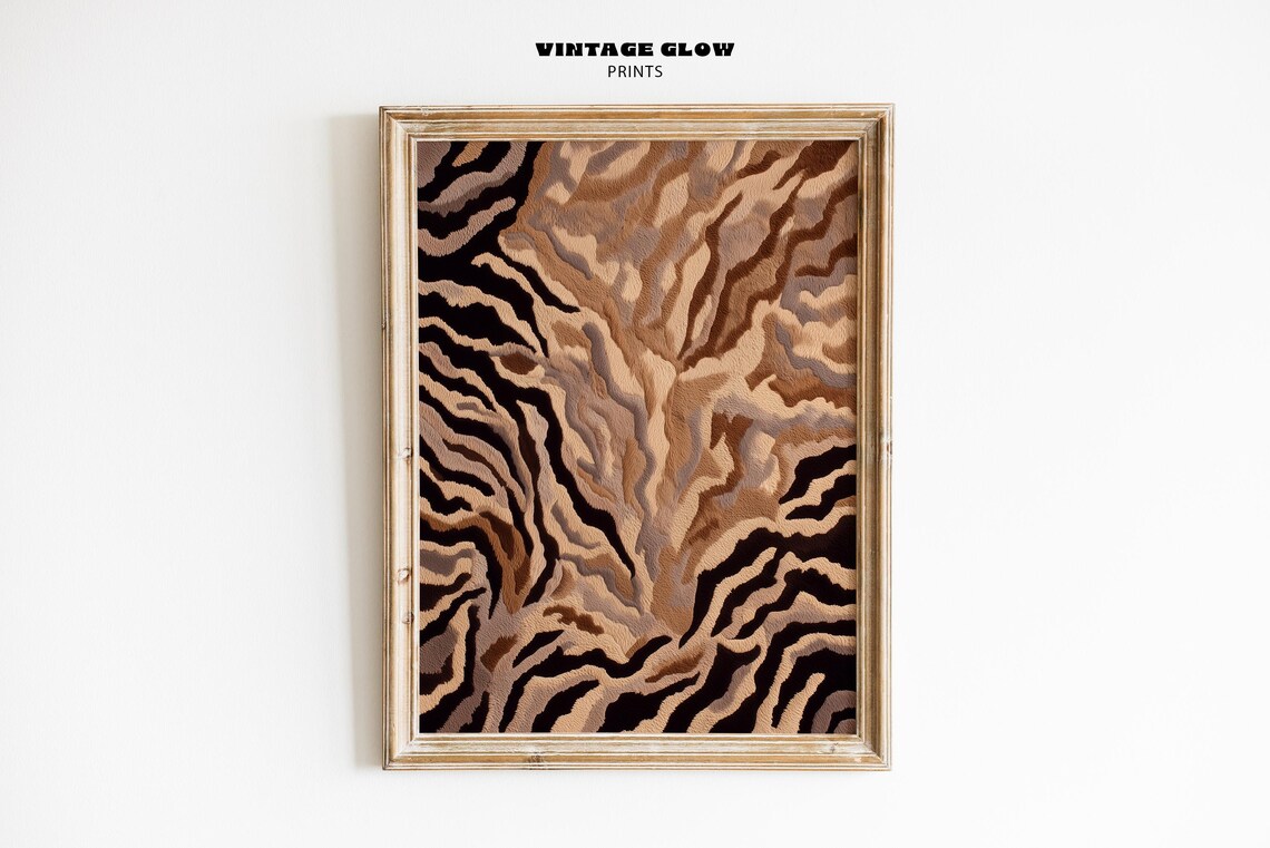 Y2K Brown Tiger Leopard Print Maximalist Art Print
