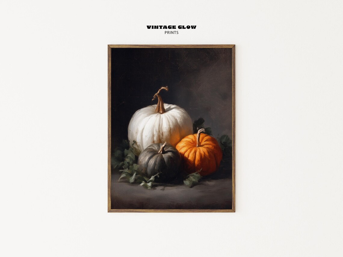 Rustic Pumpkin Still Life, Vintage Fall Art Print