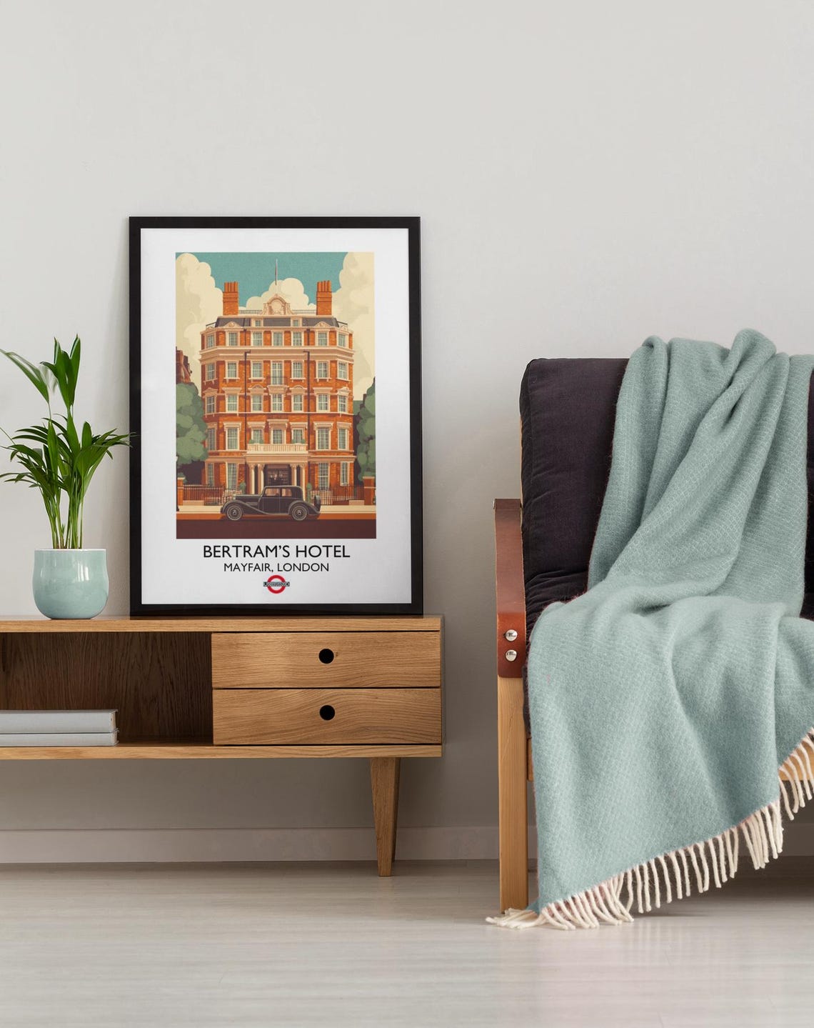 Bertrams Hotel Mayfair London Brick Facade Vintage Car Classic Poster - Image 3