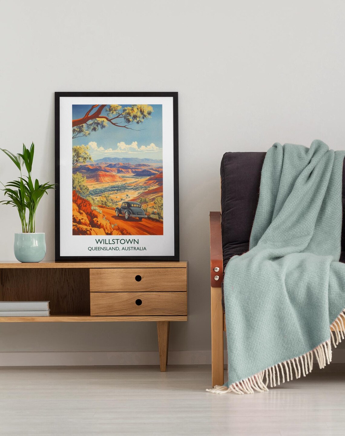 Willstown Queensland Australia Outback Vintage Car Travel Poster - Image 3