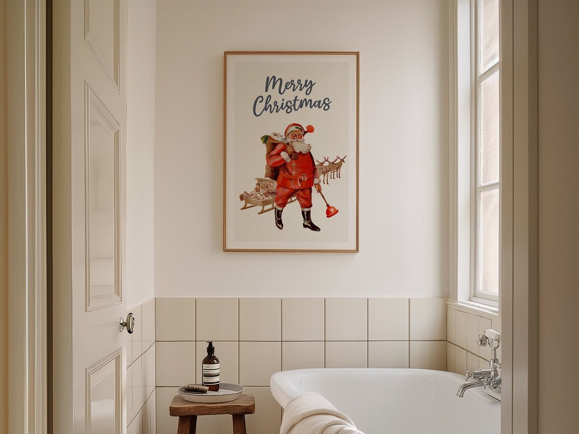Santa Print, Vintage Style Christmas Humor Poster - Image 2