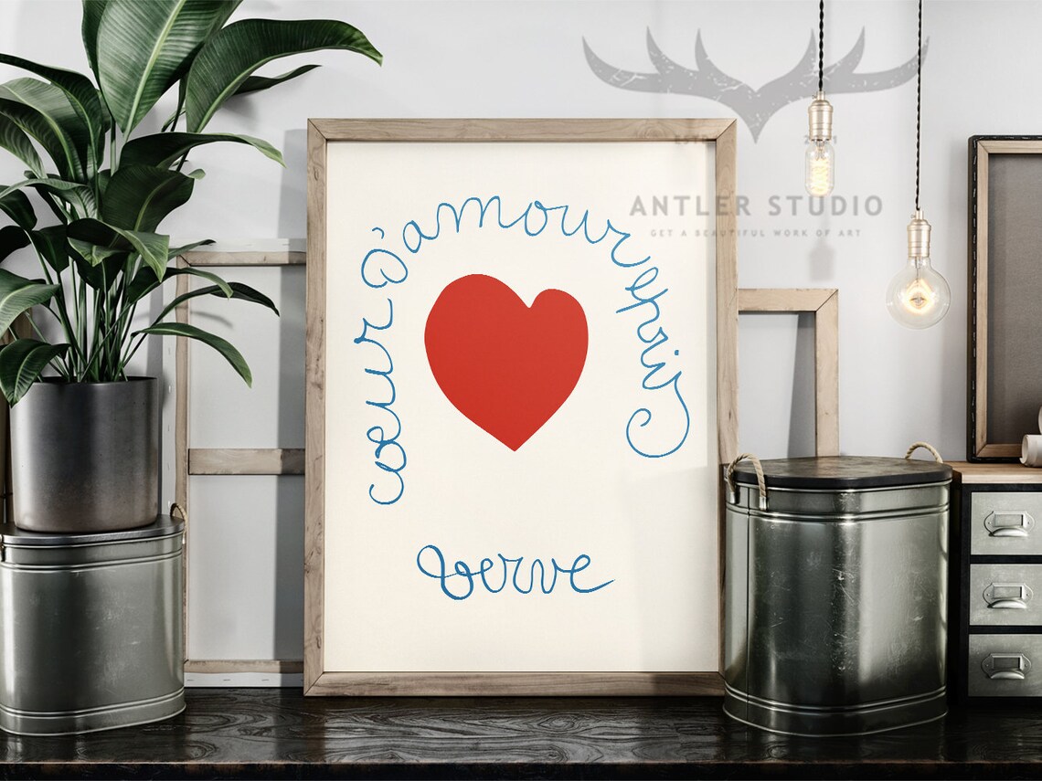 Henri Matisse Heart Print Mid Century Modern Wall Art Coeur Damour Epris Verve Abstract Cut Outs Exhibition Poster Love Gifts For Her - Image 2