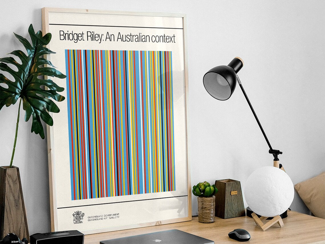 Bridget Riley Australian Context Colorful Vertical Stripes Poster - Image 3