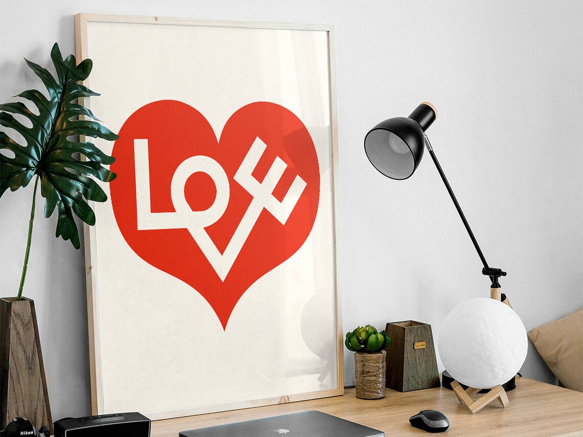 Alexander Girard Love Heart Mid Century Modern Typography Poster - Image 3