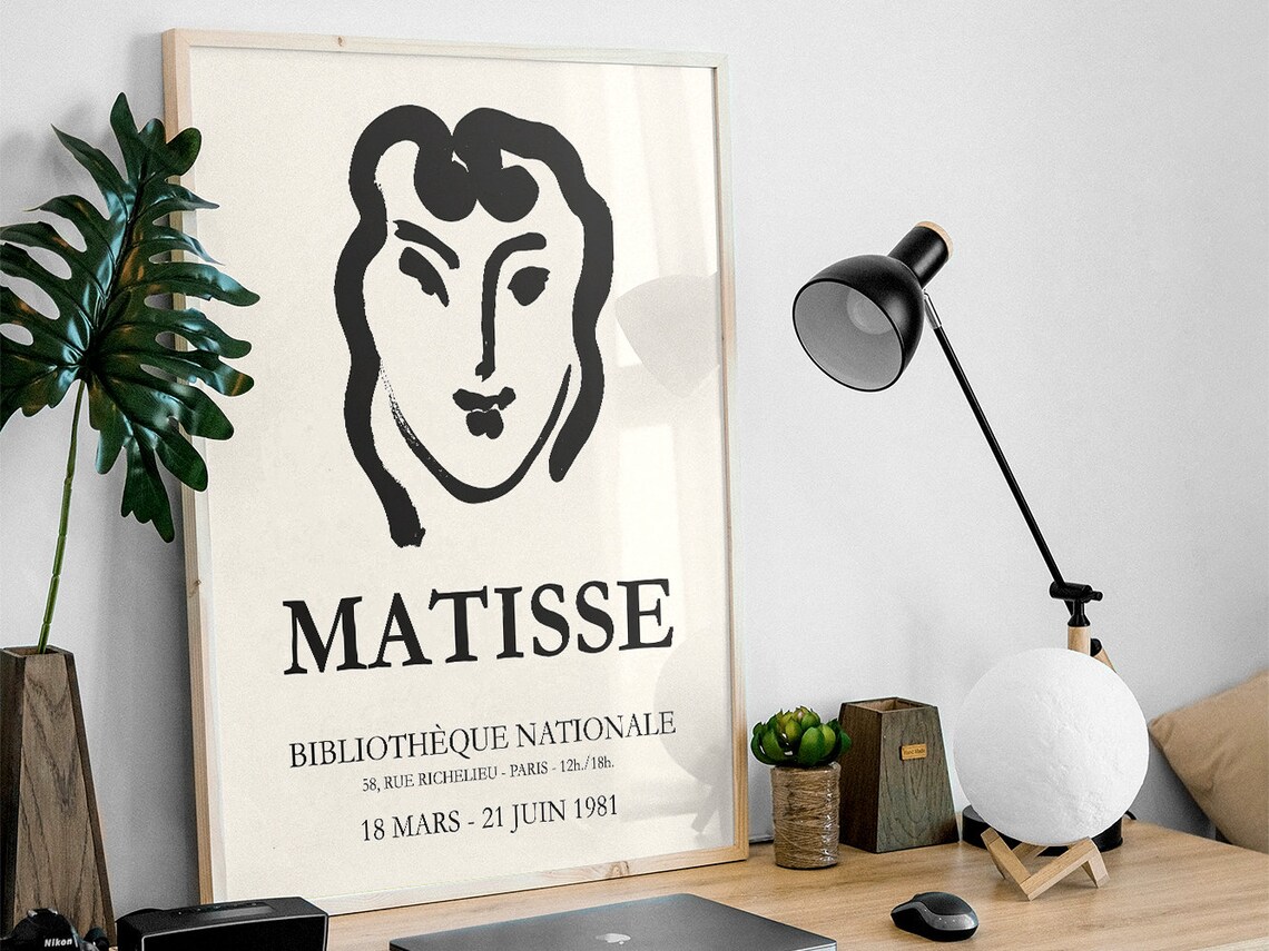 Henri Matisse Smiling Face Ink Drawing 1981 Paris Library Poster - Image 3