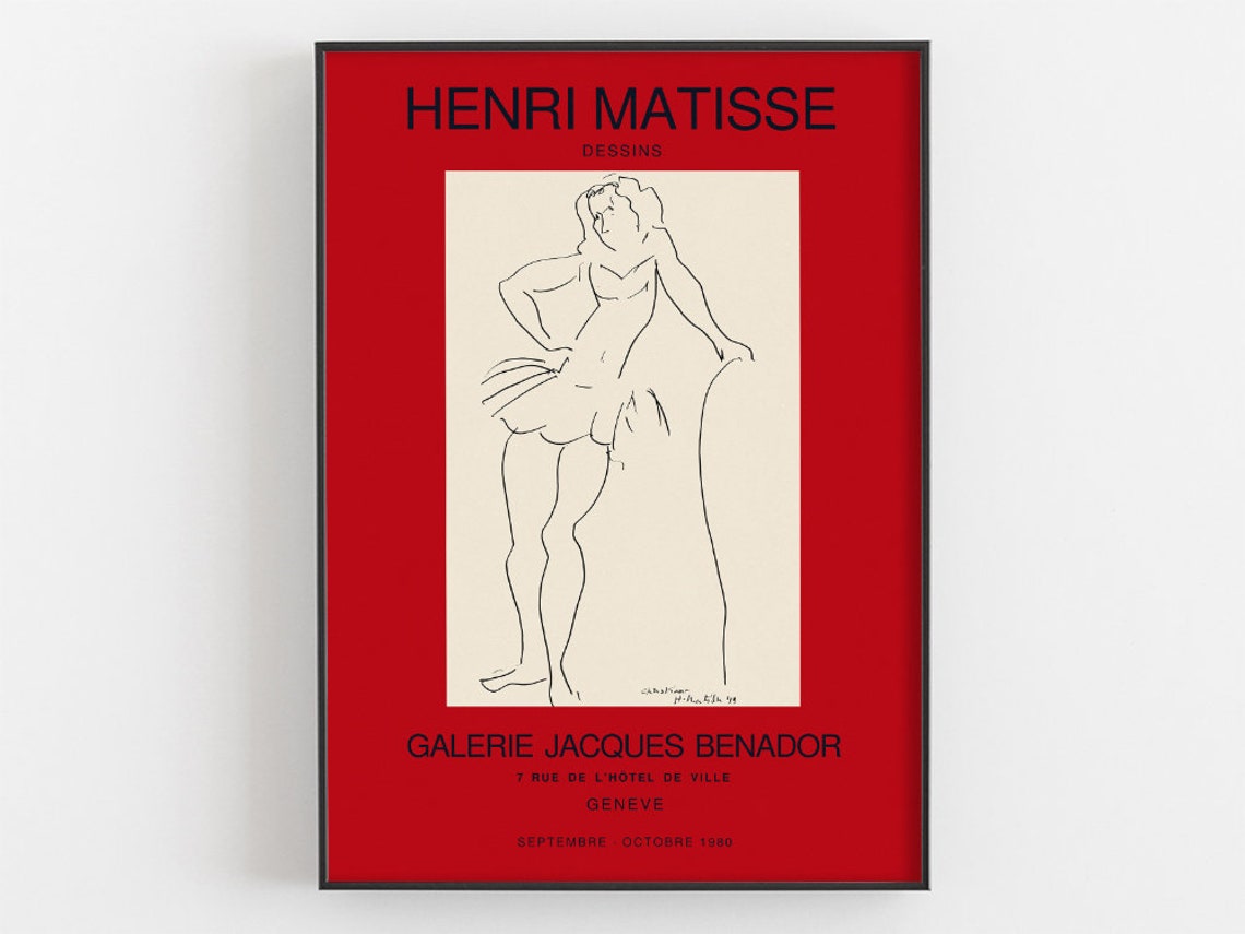 Henri Matisse Dancer Line Drawing 1980 Geneva Gallery Poster