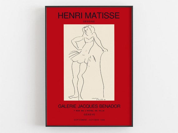 Matisse Line Art Exhibition Poster Vintage Museum Wall Art Henri Matisse Print Mid Century Modern Home Decor Figure Artwork Artist Gifts